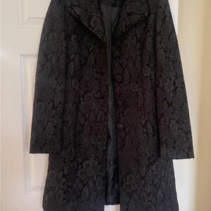 Elegant Black Floral Women's Coat